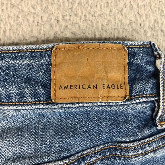 American Eagle Jeans Womens 8 Blue Next Level Stretch Jeggings Distressed Grunge - Picture 7 of 10